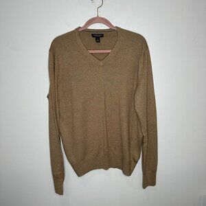 Banana Republic Forever V Neck Sweater Womens Large Silk Cashmere Tan Work
